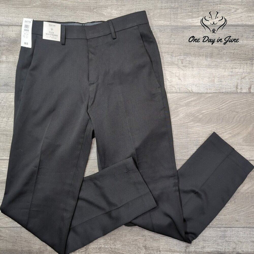 Kenneth Cole Reaction Stretch Urban Heather Slim Fit Pants Black NWT Size 29X30